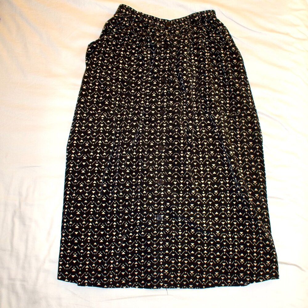 American Apparel Black Printed Midi Skirt